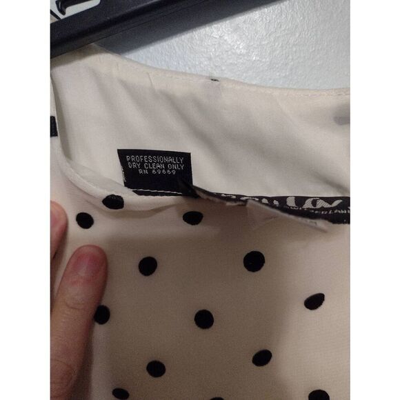 Vintage Ursula of Switzerland Size 14 Black and White Polka Dot Flounce Dress - Picture 4 of 5